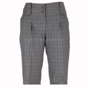 Premium Women Pleated Stretch Stripe Trouser COTROW-GR 180067