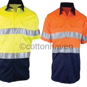 SHi-Vis Two Tone Short Sleeve Drill Shirt with Reflective Tape