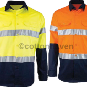 Hi-Vis Two Tone Long Sleeve Drill Shirt with Reflective Tape