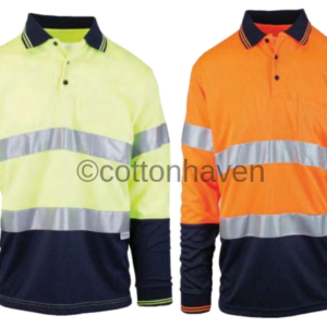 Hi-Vis Micro Mesh Long Sleeve Polo Reflective Tape