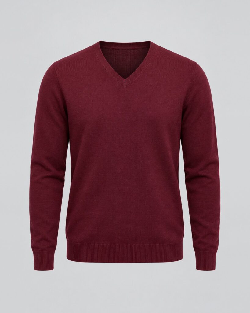 Burgundy V-Neck Jumper