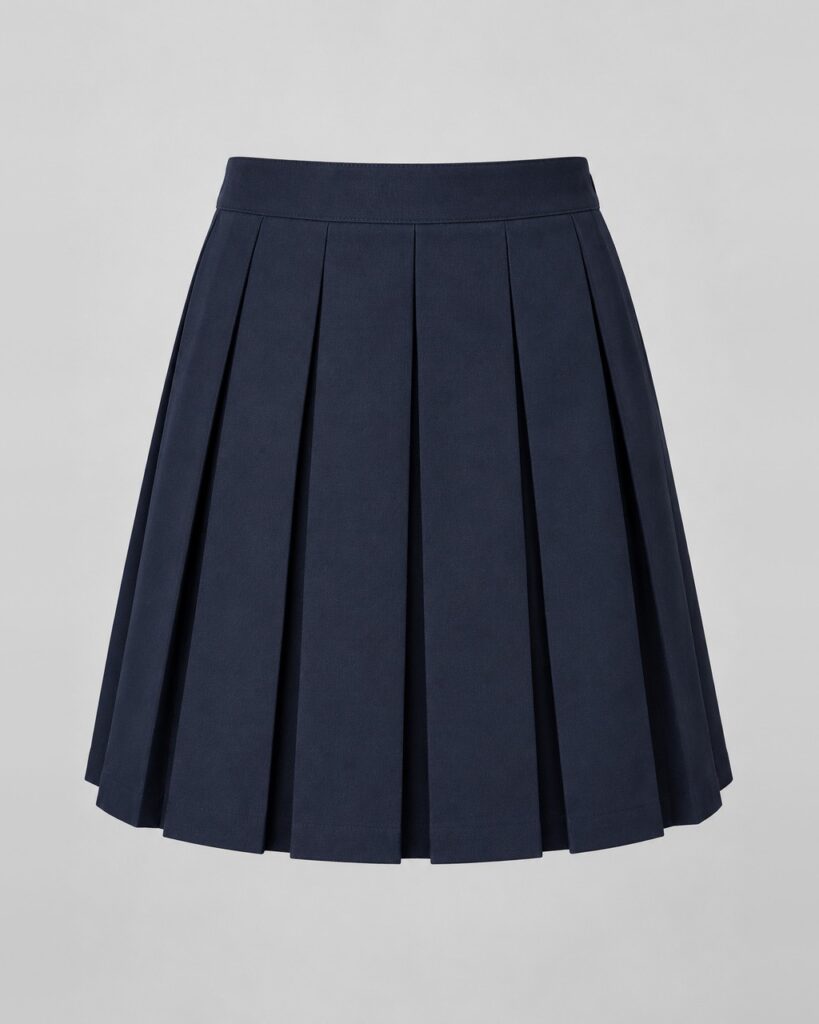 Navy Box Pleat Skirt