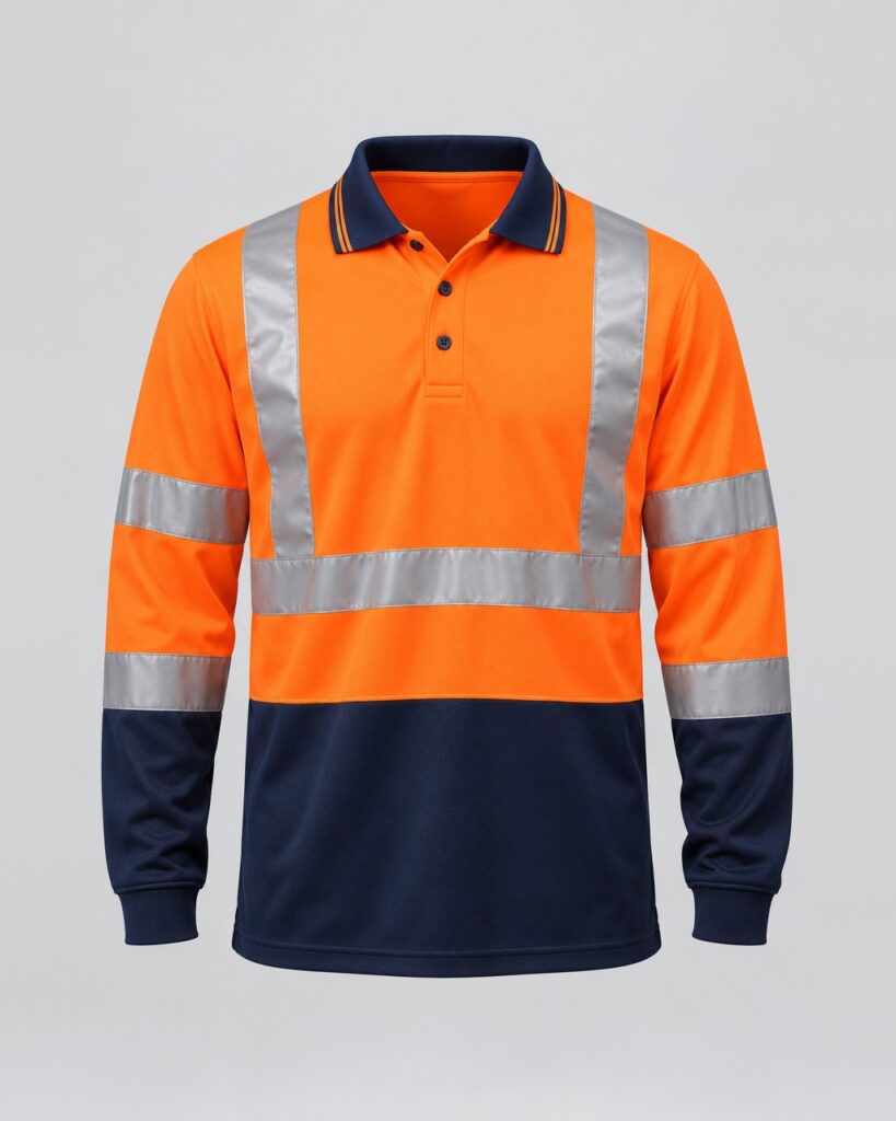 Hi-Visible Polo — Orange/Navy Long Sleeve
