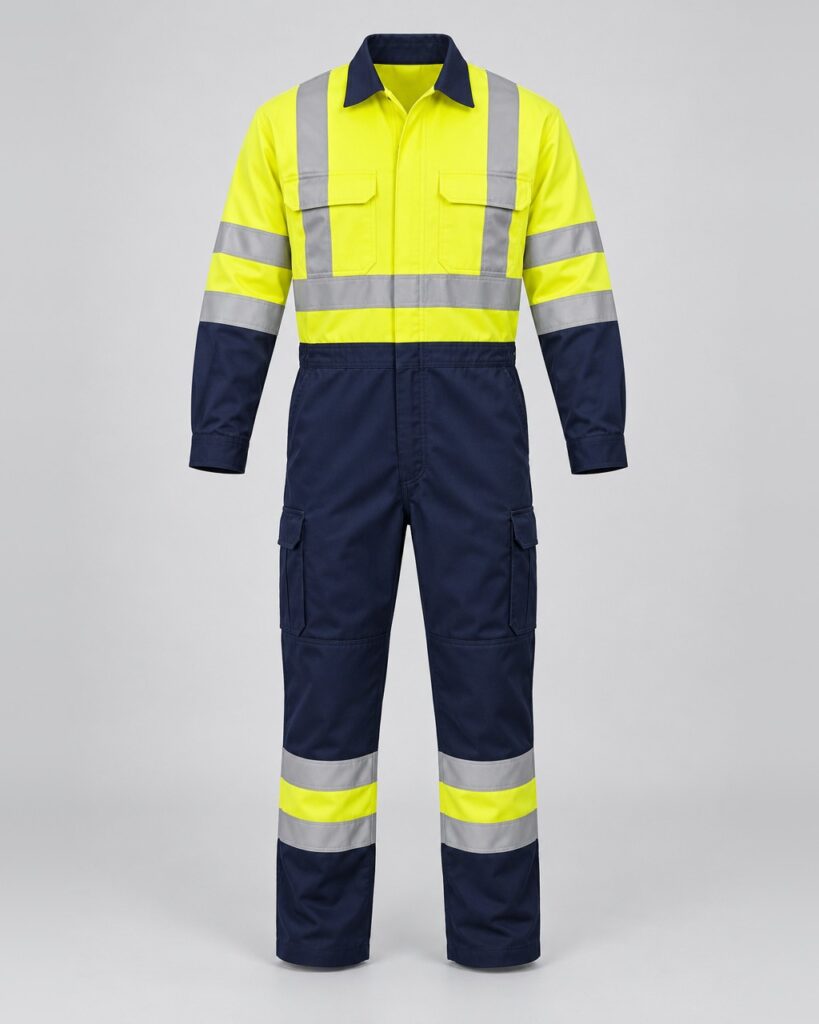Hi-Visible Industrial Coverall — Yellow/Navy